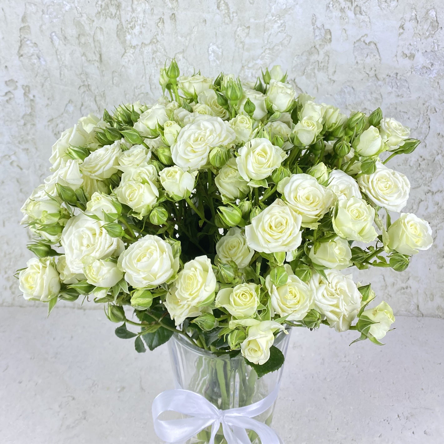 White Baby Rose Crystal Vase