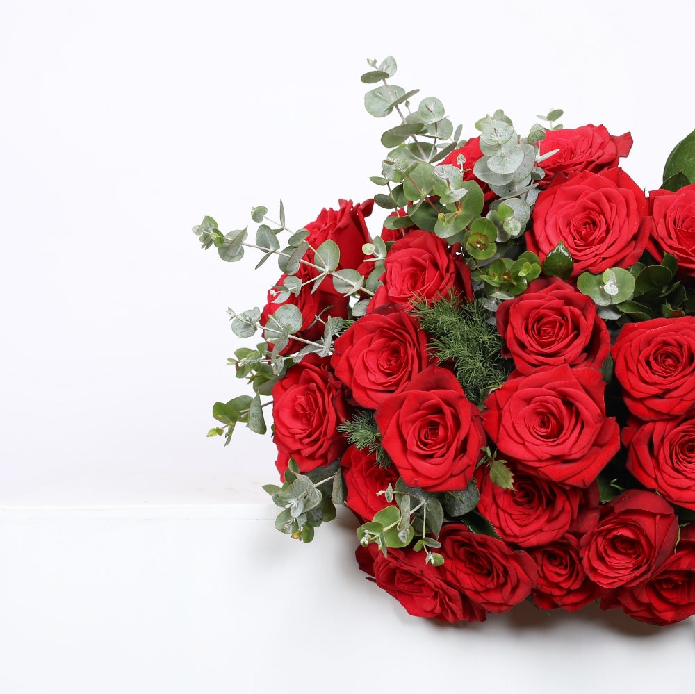 The Dance of Red Roses and Eucalyptus.