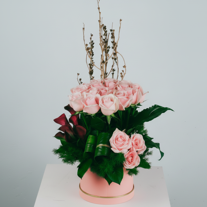 ROSE ELEGANCE – A SOPHISTICATED BLEND OF PINK ROSES.