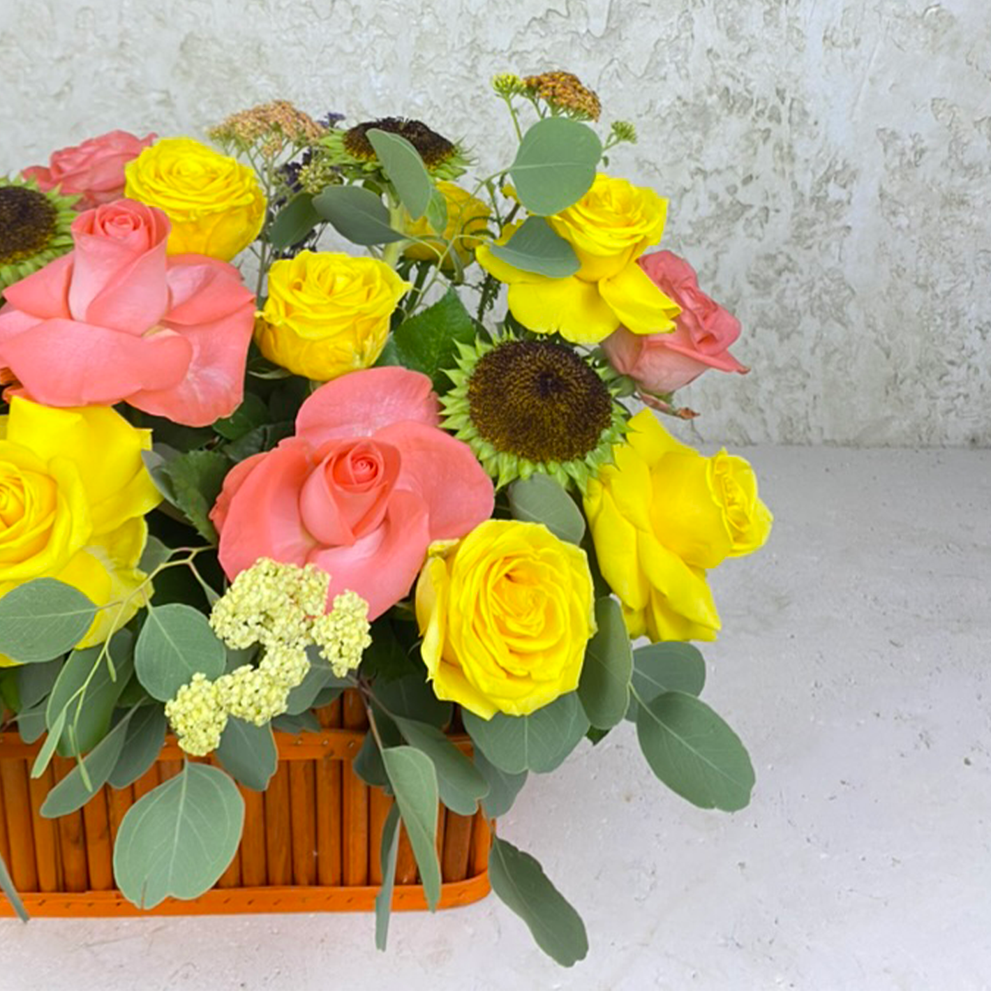 Sunny Garden Rose Basket