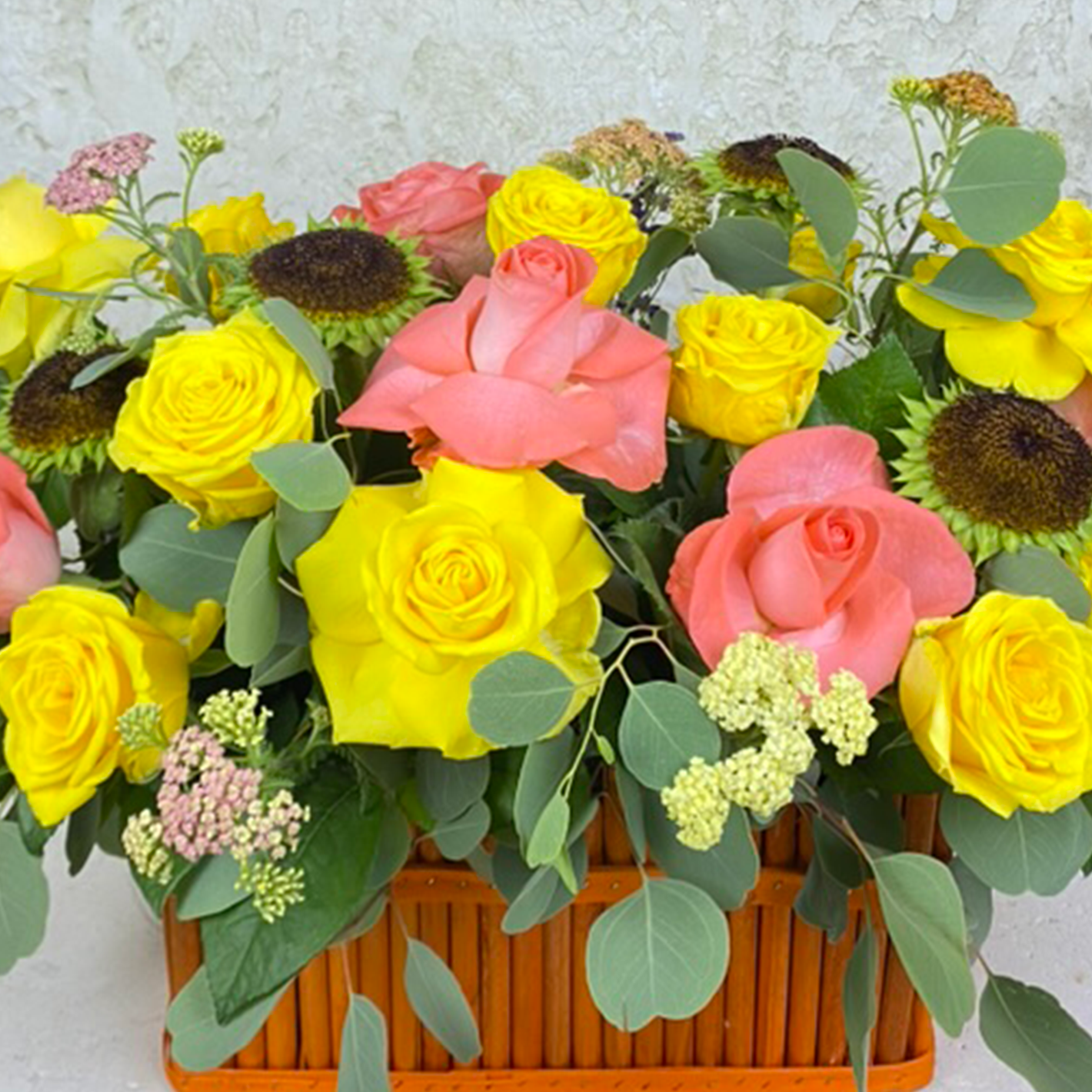 Sunny Garden Rose Basket