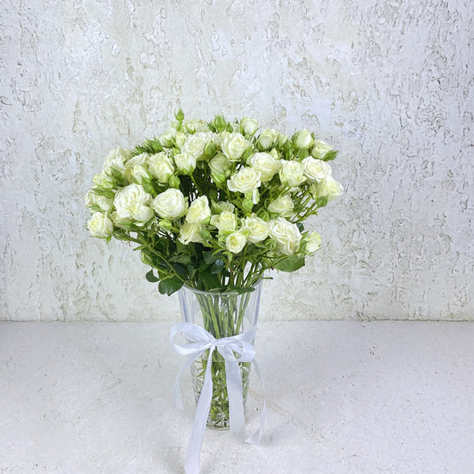 White Baby Rose Crystal Vase
